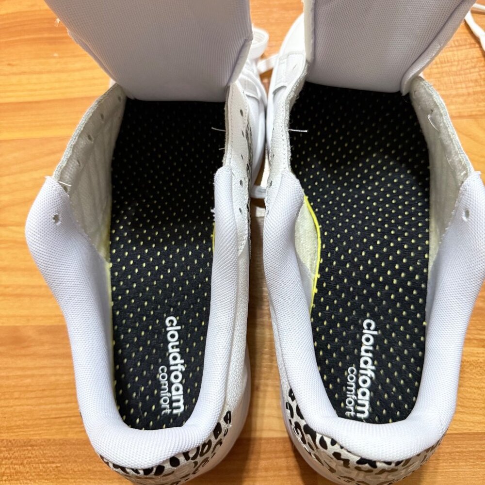 Adidas Womens 9.5 Grand Court White & Leopard Stripe Sneakers Shoes Excellent - Picture 7 of 12